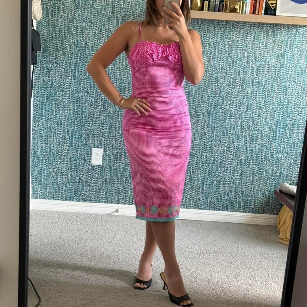 Vintage Nanette Lepore Gingham Pink Dress